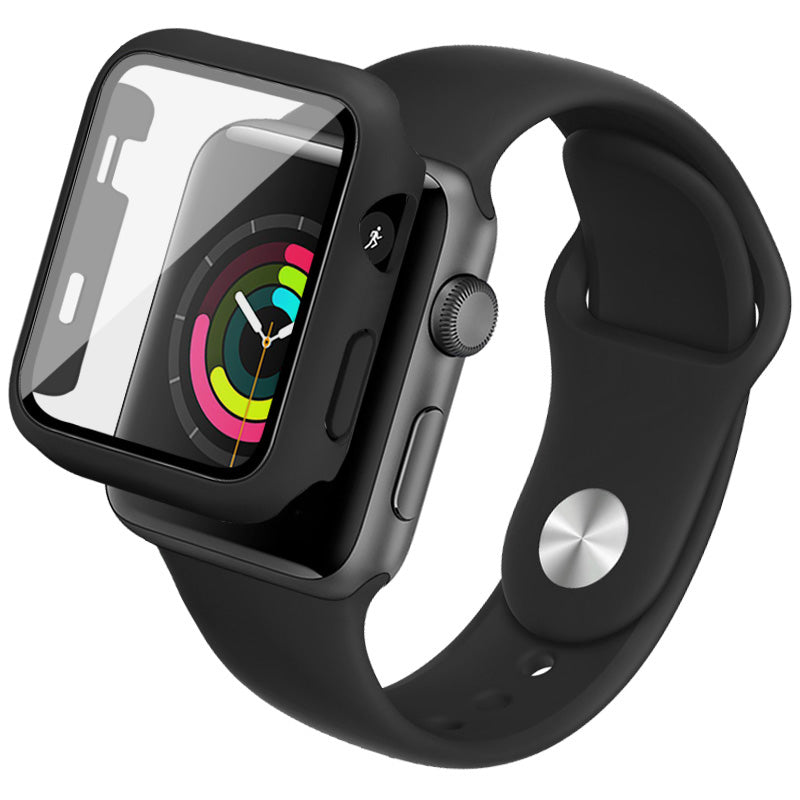 IMAK 20mm Silicone Watch Wrist Strap Hard PC Bumper Cover with Tempered Glass Screen Protector for Apple Watch Series 3 2 1 38mm IMAK 20mm Silicone Watch Wrist Strap Hard PC Bumper Cover with Tempered Glass Screen Protector for Apple Watch Series 3 2 1 38mm